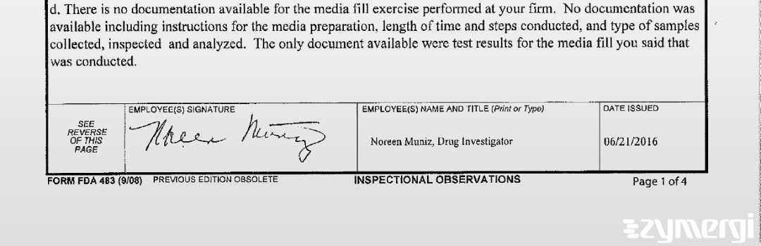 Noreen Muniz FDA Investigator 