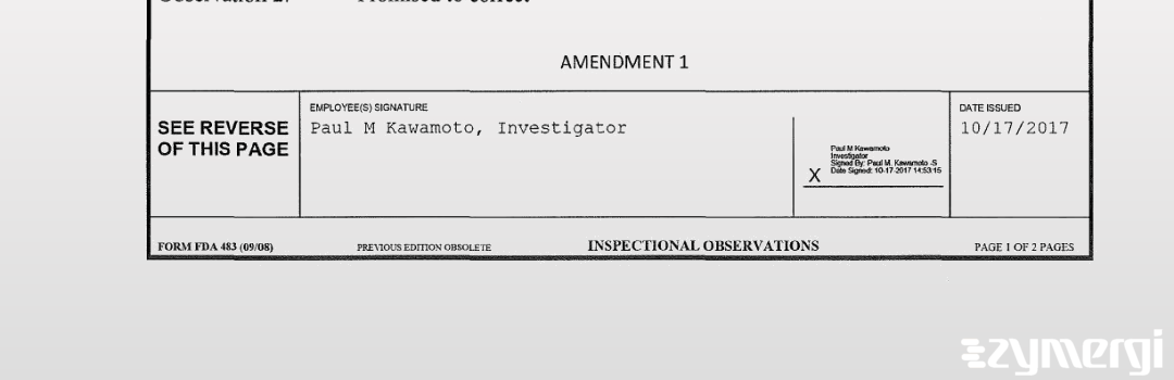 Paul M. Kawamoto FDA Investigator 