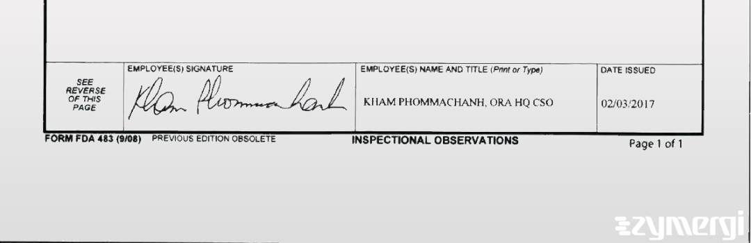 Kham Phommachanh FDA Investigator 