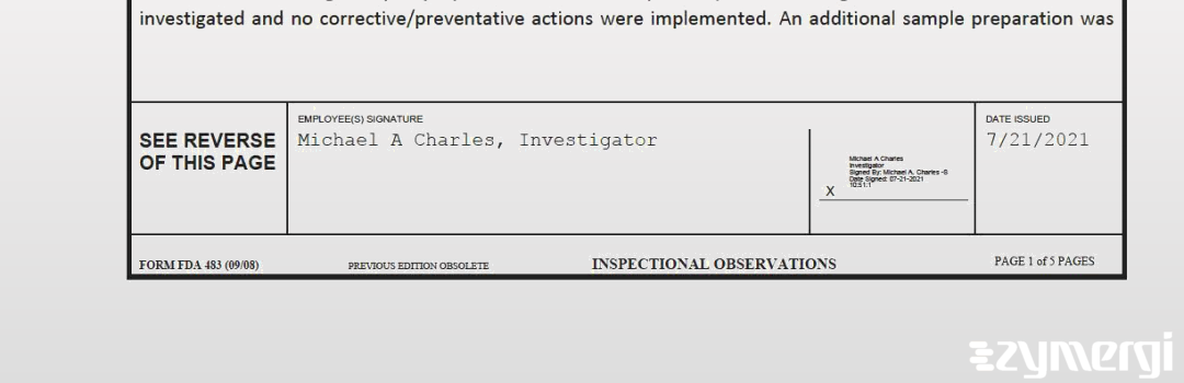 Michael A. Charles FDA Investigator