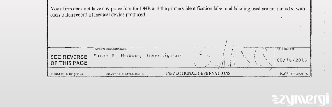 Sarah A. Hassas FDA Investigator 