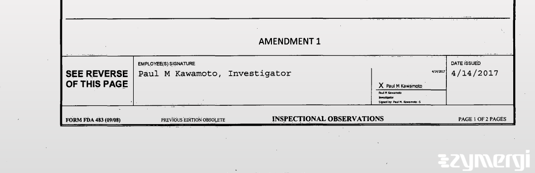 Paul M. Kawamoto FDA Investigator