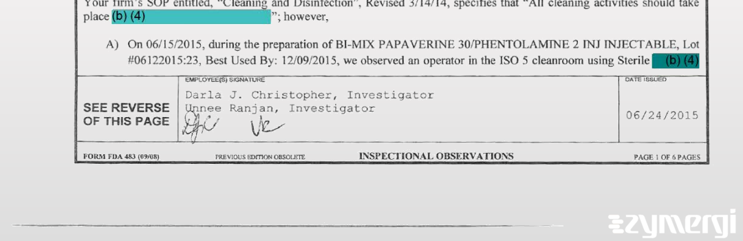 Darla J. Christopher FDA Investigator Unnee Ranjan FDA Investigator Massoud Motamed FDA Investigator