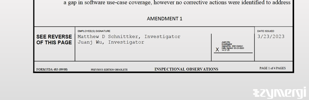 Juanj Wu FDA Investigator Matthew D. Schnittker FDA Investigator 