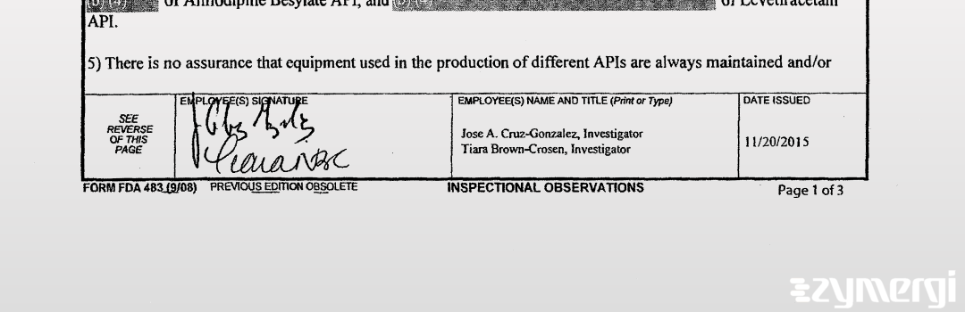 Jose A. Cruz Gonzalez FDA Investigator Tiara N. Brown-Crosen FDA Investigator Cruz Gonzalez, Jose A FDA Investigator