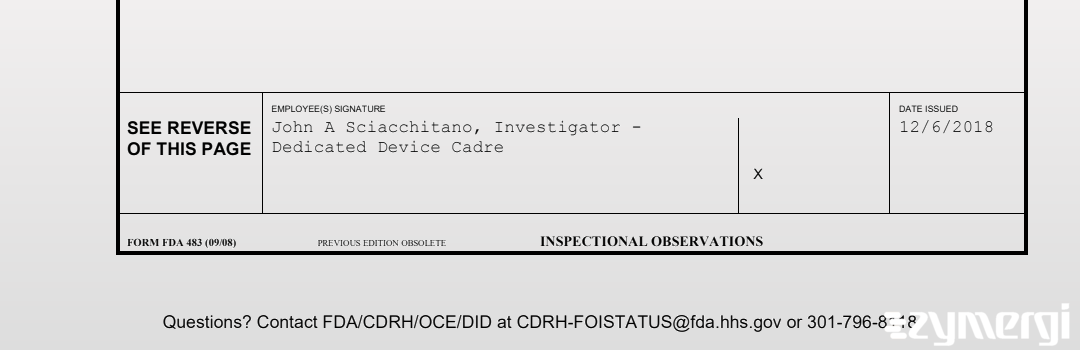 John A. Sciacchitano FDA Investigator 