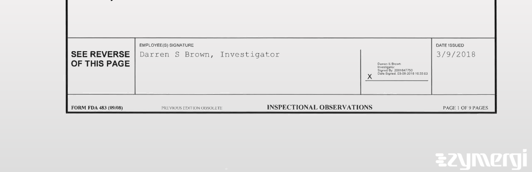 Darren S. Brown FDA Investigator