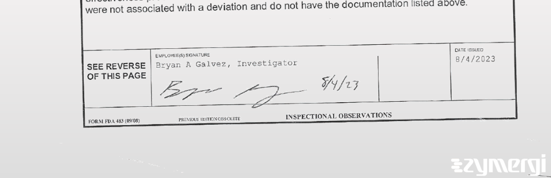 Bryan A. Galvez FDA Investigator