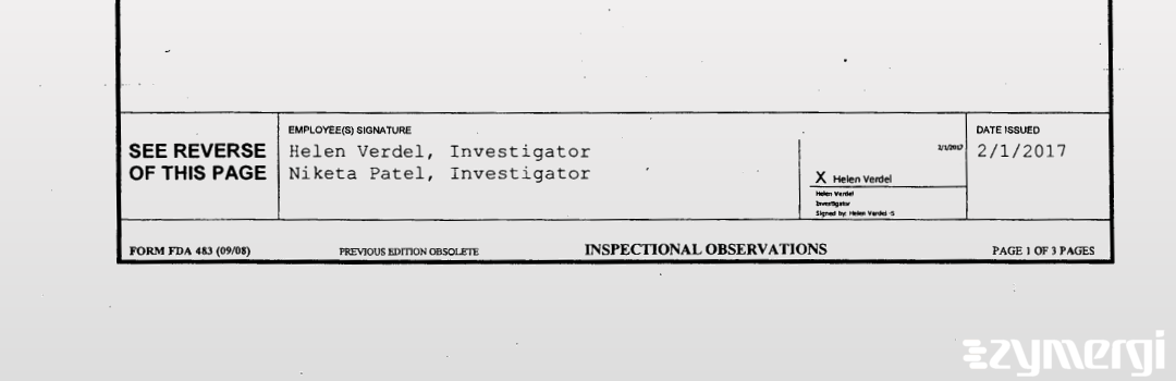 Niketa Patel FDA Investigator Helen Verdel FDA Investigator