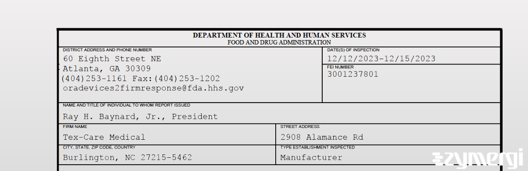 FDANews 483 Tex-Care Medical Dec 15 2023 top