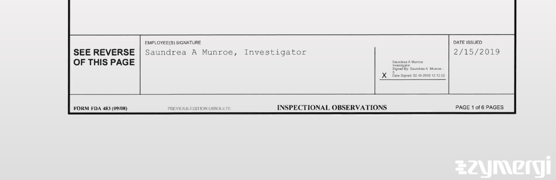 Saundrea A. Munroe FDA Investigator