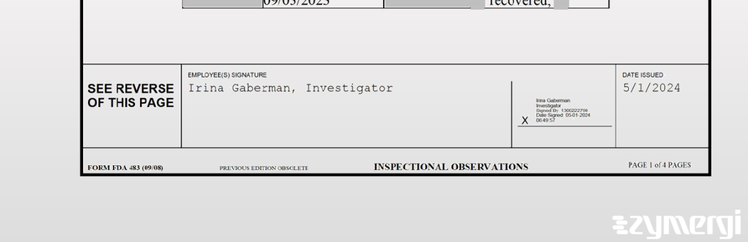 Irina Gaberman FDA Investigator