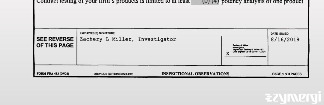 Zachery L. Miller FDA Investigator