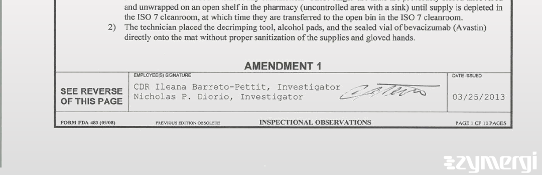 Ileana Barreto-Pettit FDA Investigator Nicholas P. Diorio FDA Investigator 