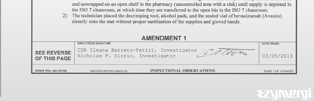 Ileana Barreto-Pettit FDA Investigator Nicholas P. Diorio FDA Investigator