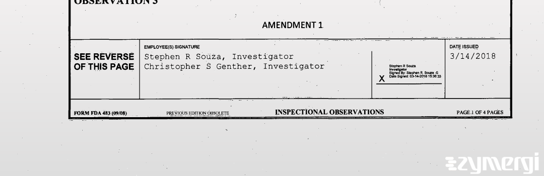 Stephen R. Souza FDA Investigator Christopher S. Genther FDA Investigator 