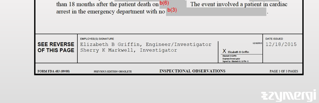 Elizabeth B. Griffin FDA Investigator Sherry K. Markwell FDA Investigator 