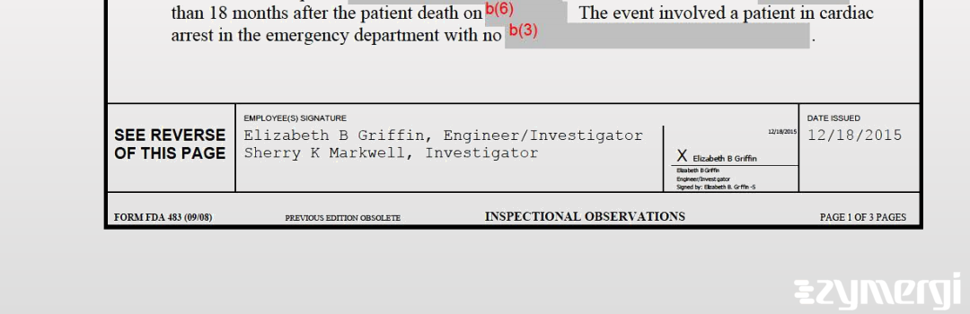 Elizabeth B. Griffin FDA Investigator Sherry K. Markwell FDA Investigator