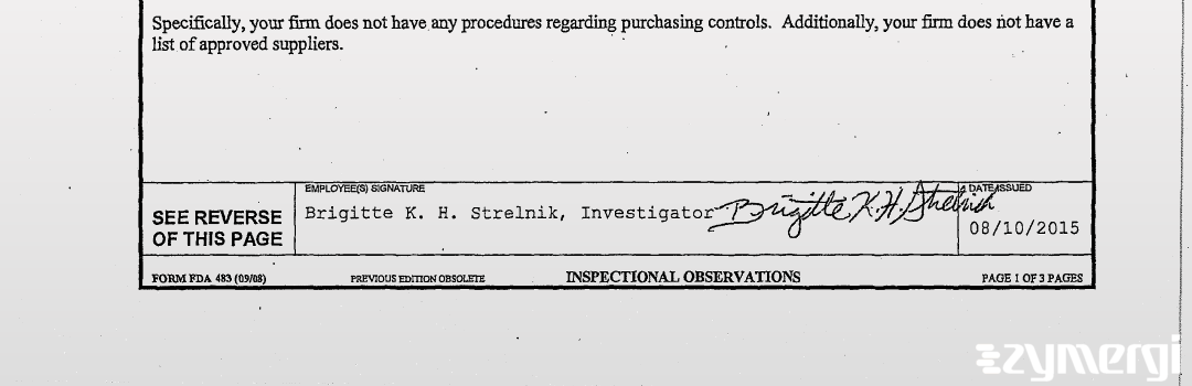 Brigitte K. Strelnik FDA Investigator
