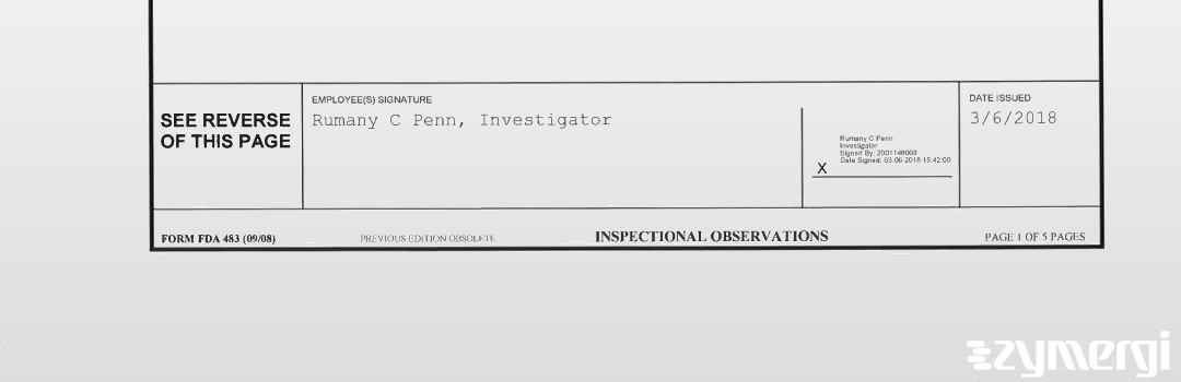 Rumany C. Penn FDA Investigator 