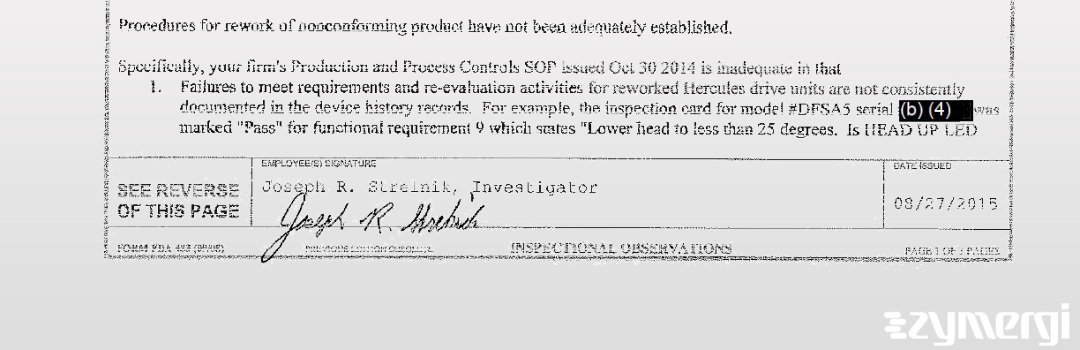 Joseph R. Strelnik FDA Investigator