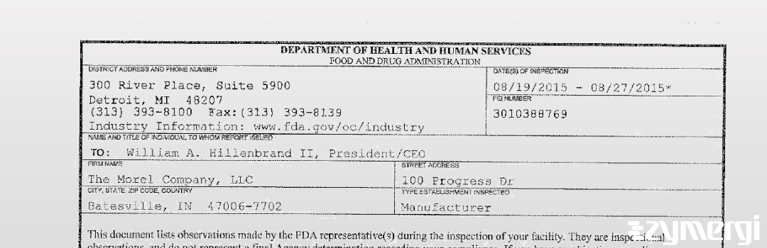 FDANews 483 The Morel Company, LLC Aug 27 2015 top