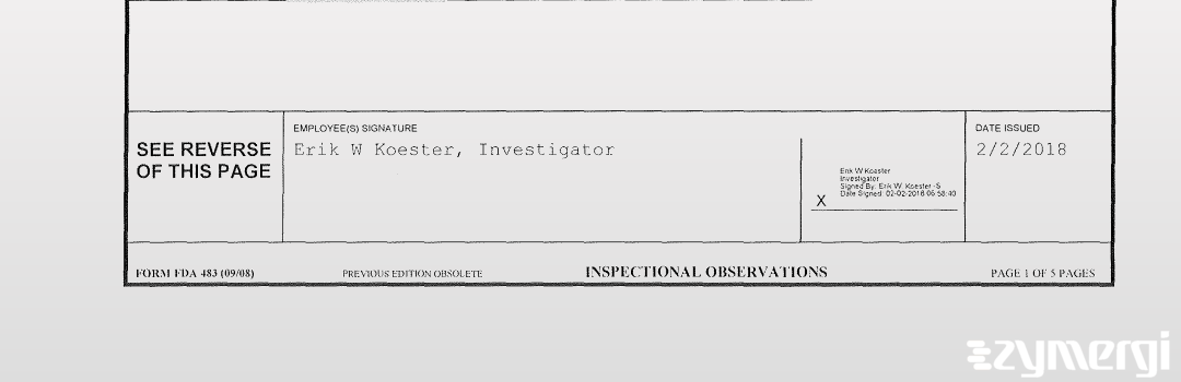 Erik W. Koester FDA Investigator 