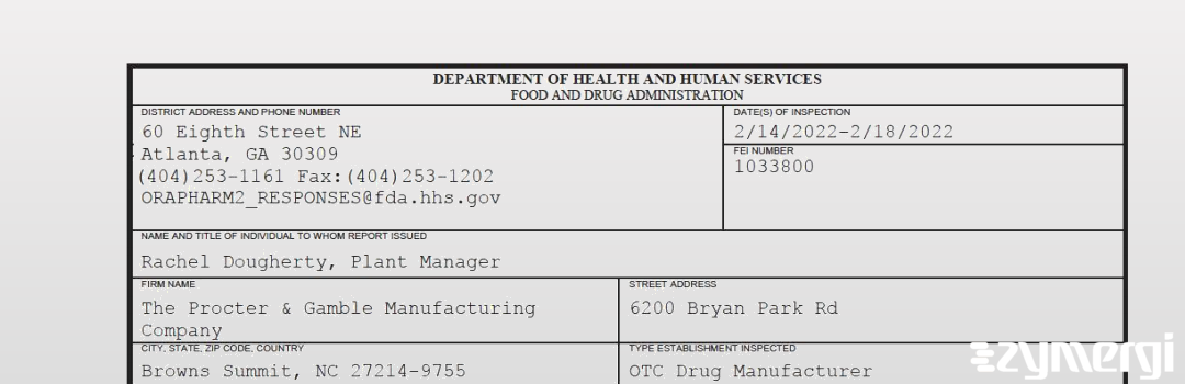 FDANews 483 The Procter & Gamble Manufacturing Company Feb 18 2022 top