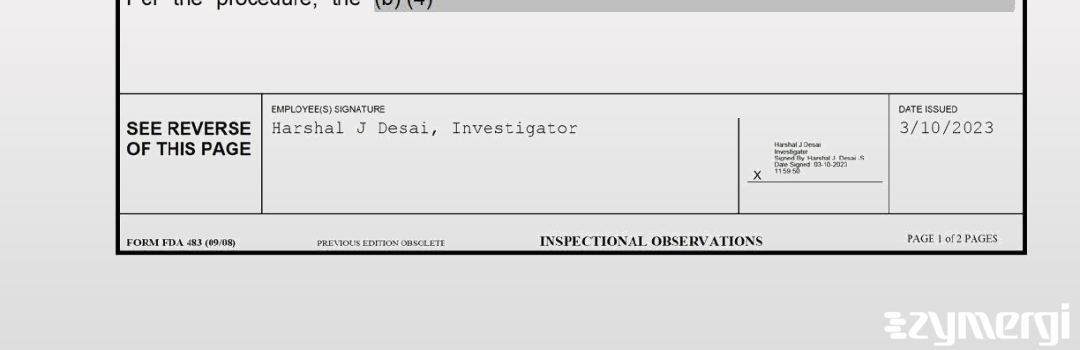 Harshal J. Desai FDA Investigator 