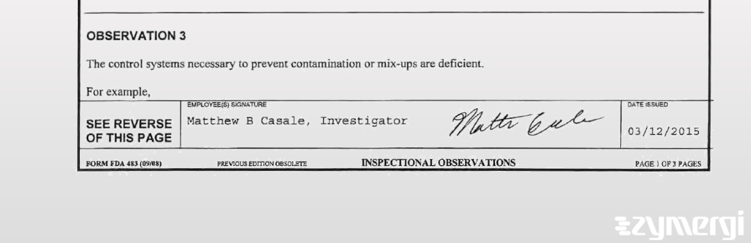 Matthew B. Casale FDA Investigator