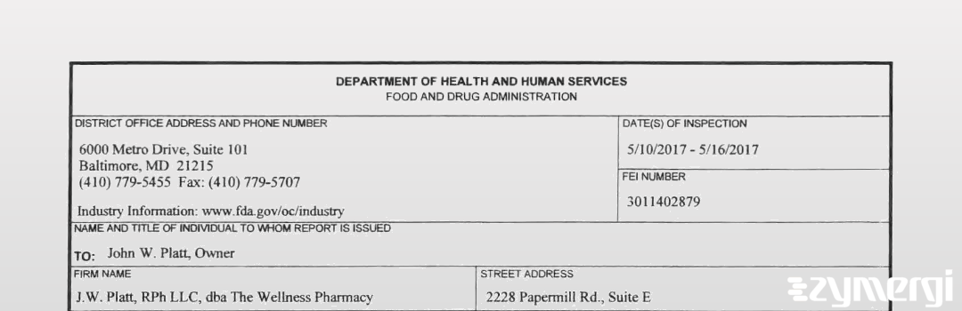 FDANews 483 The Wellness Pharmacy May 16 2017 top