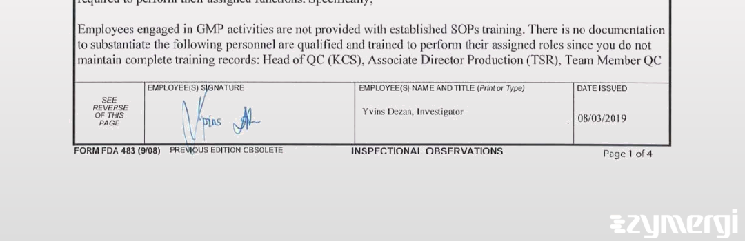 Yvins Dezan FDA Investigator