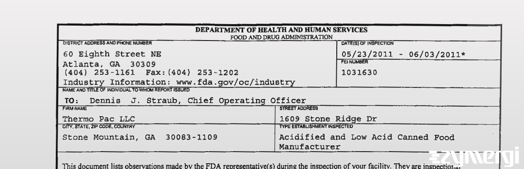 FDANews 483 Thermo Pac LLC Jun 3 2011 top