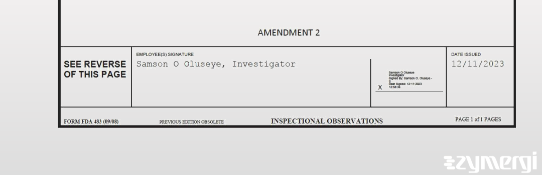 Samson O. Oluseye FDA Investigator 