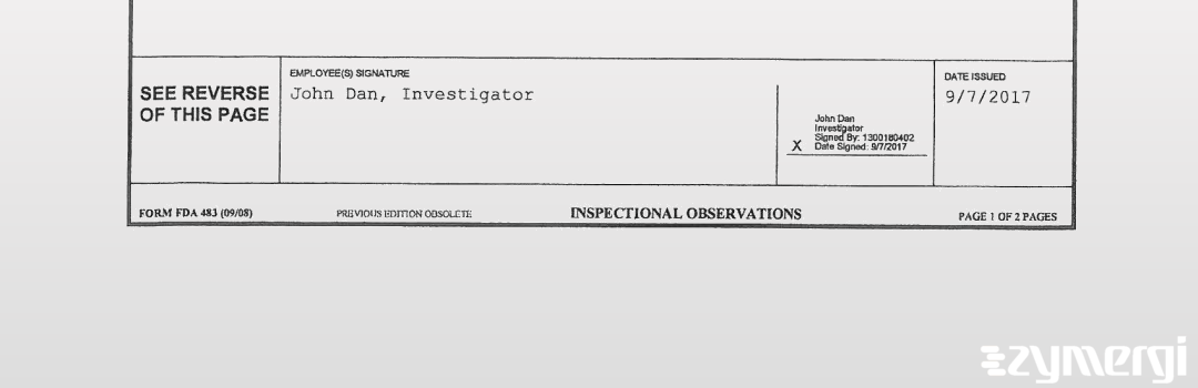 John Dan FDA Investigator