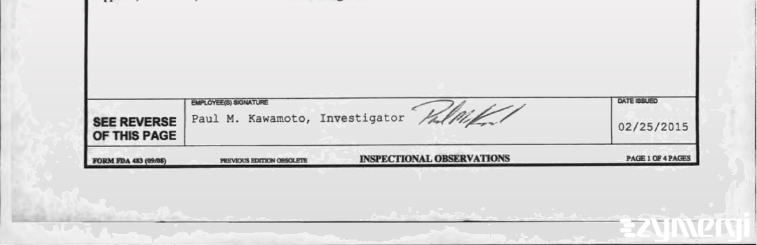 Paul M. Kawamoto FDA Investigator