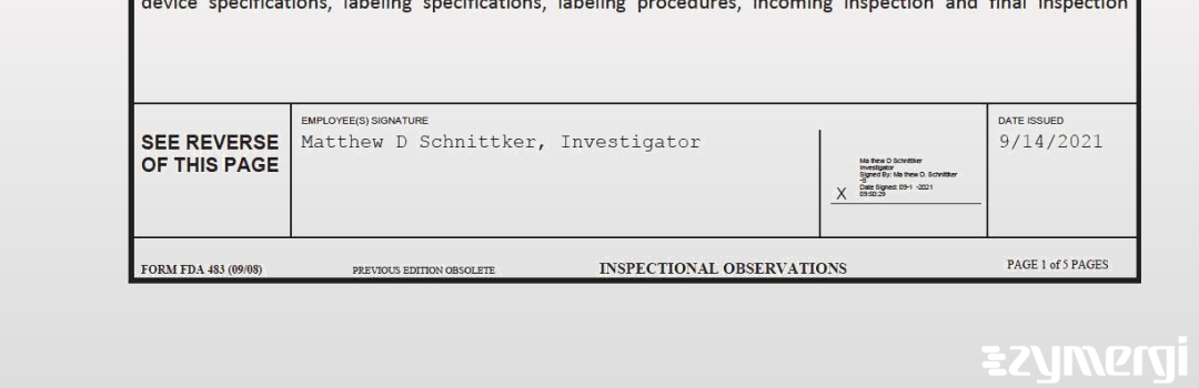 Matthew D. Schnittker FDA Investigator