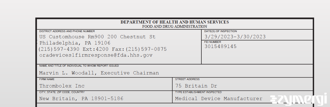 FDANews 483 Thrombolex Inc Mar 30 2023 top