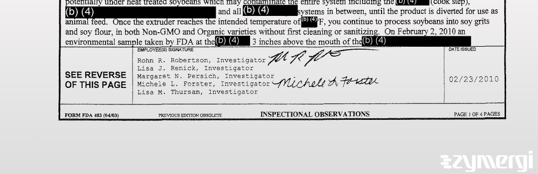 Rohn R. Robertson FDA Investigator Michele L. Forster FDA Investigator Margaret N. Persich FDA Investigator Lisa J. Joseph FDA Investigator Lisa M. Thursam FDA Investigator 