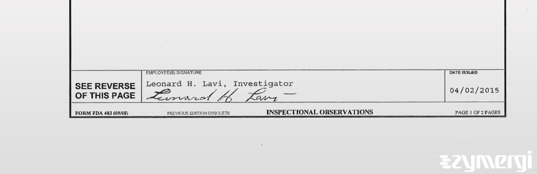 Leonard H. Lavi FDA Investigator 