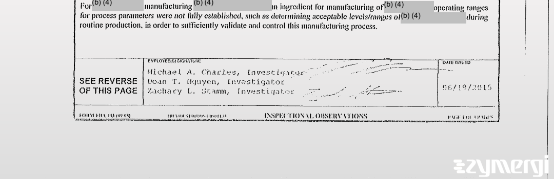 Michael A. Charles FDA Investigator Zachary L. Stamm FDA Investigator Doan T. Nguyen FDA Investigator