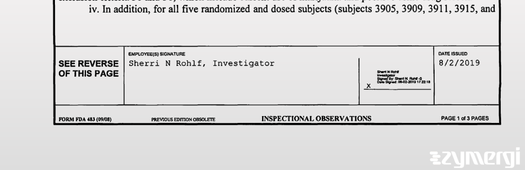 Sherri N. Rohlf FDA Investigator