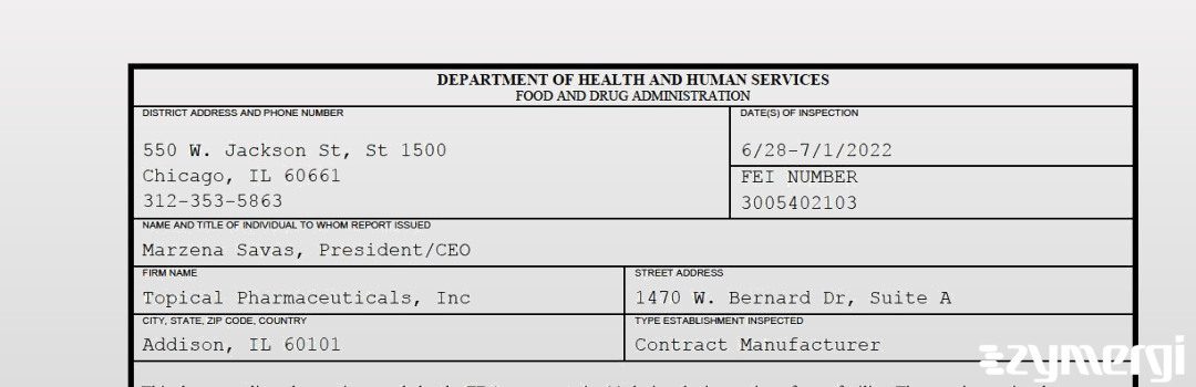 FDANews 483 Topical Pharmaceuticals, Inc. Jun 30 2022 top
