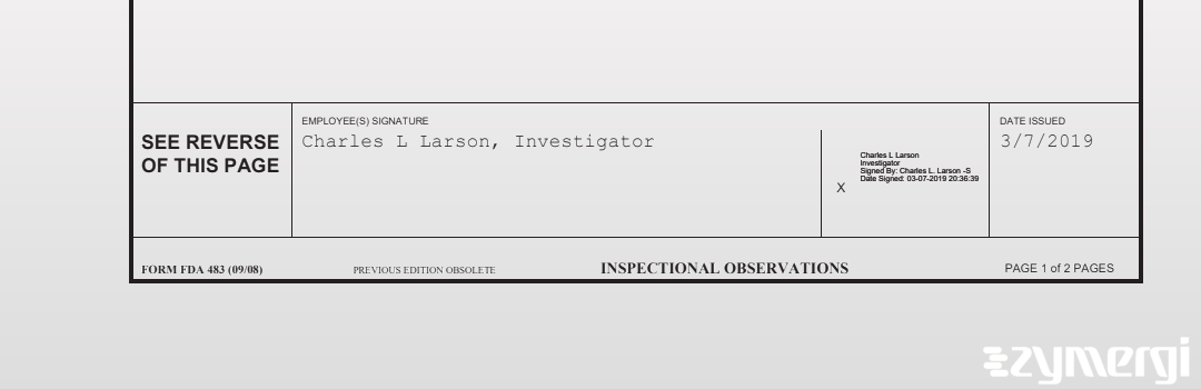Charles L. Larson FDA Investigator