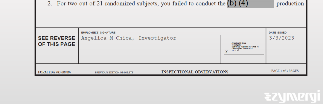 Angelica M. Chica FDA Investigator