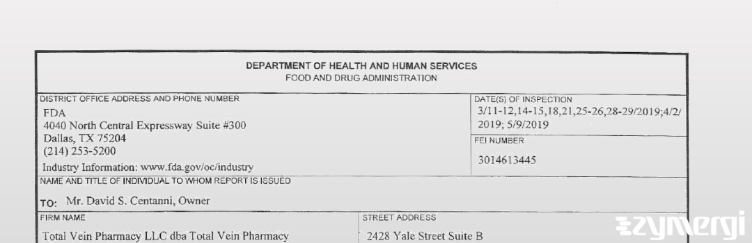 FDANews 483 Total Vein Pharmacy May 9 2019 top