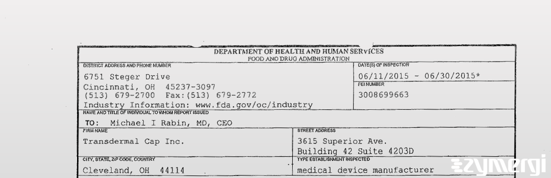 FDANews 483 Transdermal Cap Inc. Jun 30 2015 top