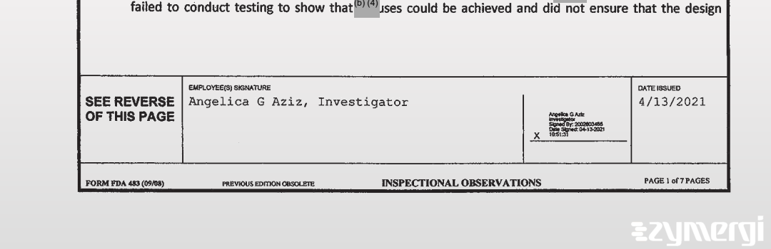 Angelica G. Aziz FDA Investigator 