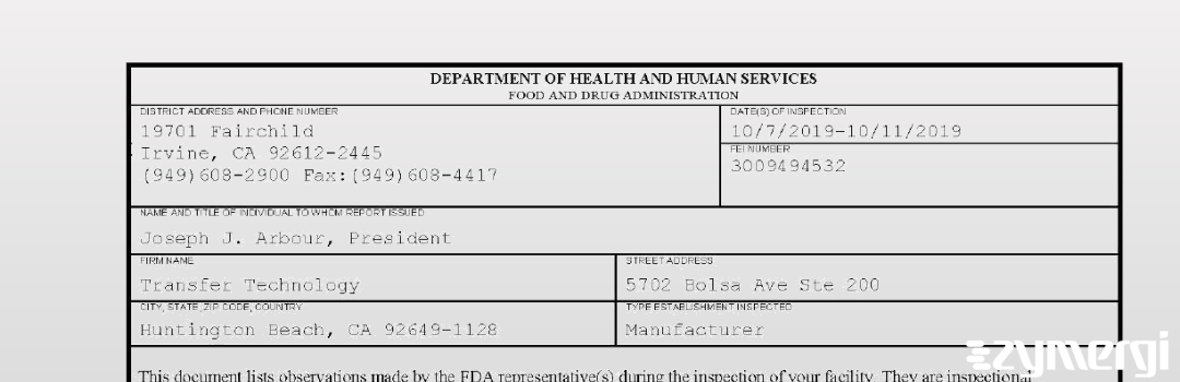 FDANews 483 Transfer Technology Oct 11 2019 top