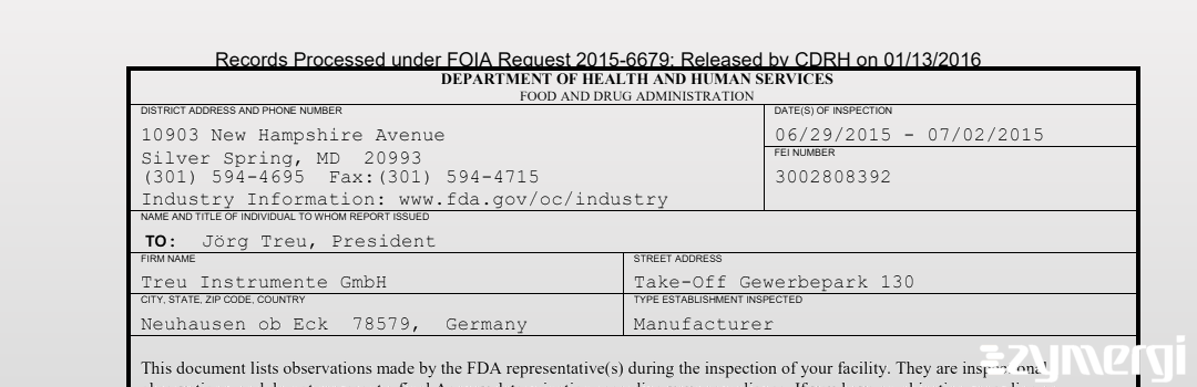 FDANews 483 Treu Instrumente GmbH Jul 2 2015 top